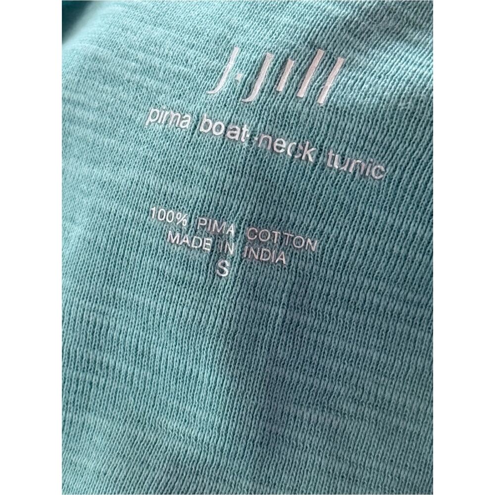 J JILL light turquoise blue 100% pima cotton boat neck tunic 3/4 sleeve top - Picture 6 of 6